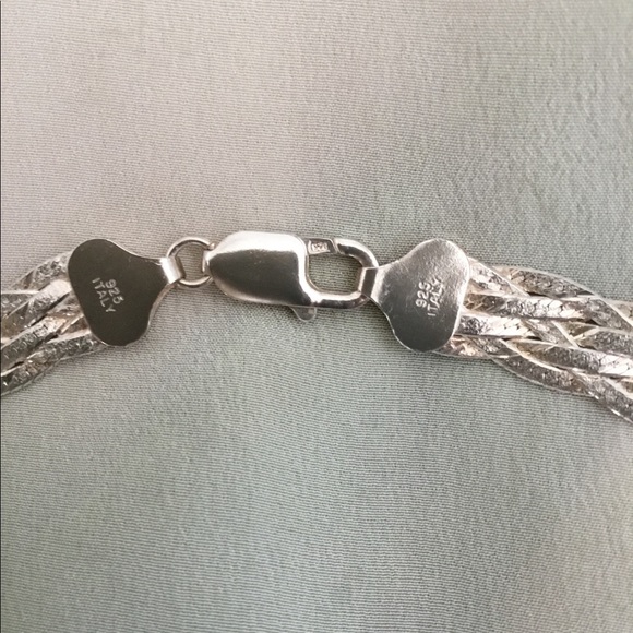 Braided 18 inch necklace, sterling 925 silver, Italy - Picture 10 of 11